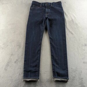 Uniqlo Jeans Mens 33 Blue Slim Straight Mid Rise Kaihara Selvedge Denim Stretch
